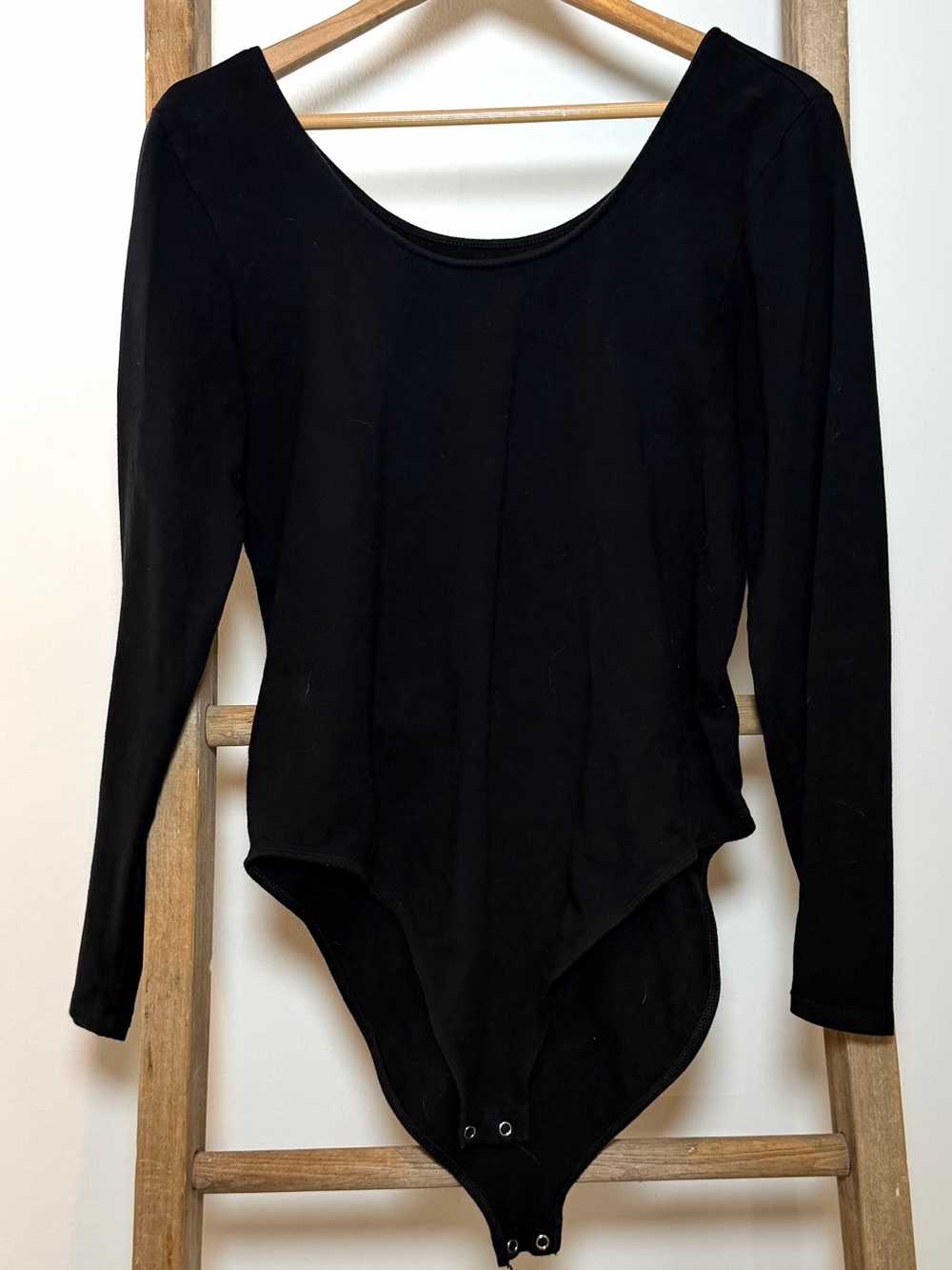 GAP Black Long Sleeve Scoop Neck Bodysuit